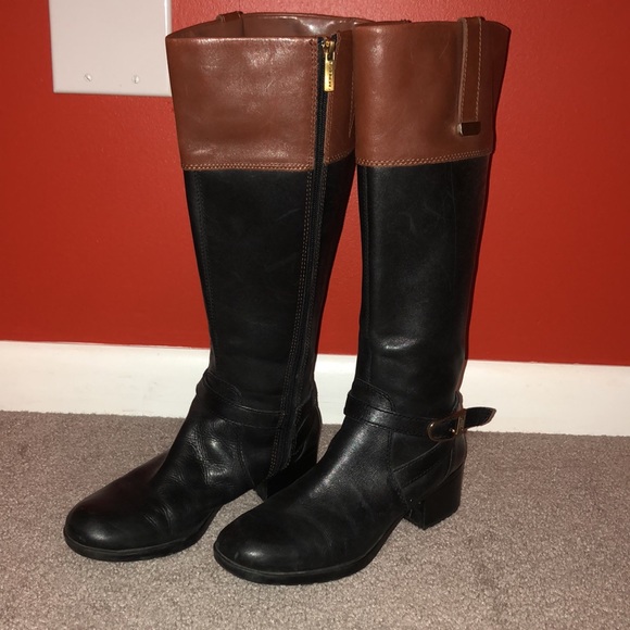 Bandolino black and brown leather boots size 7 - Picture 2 of 4